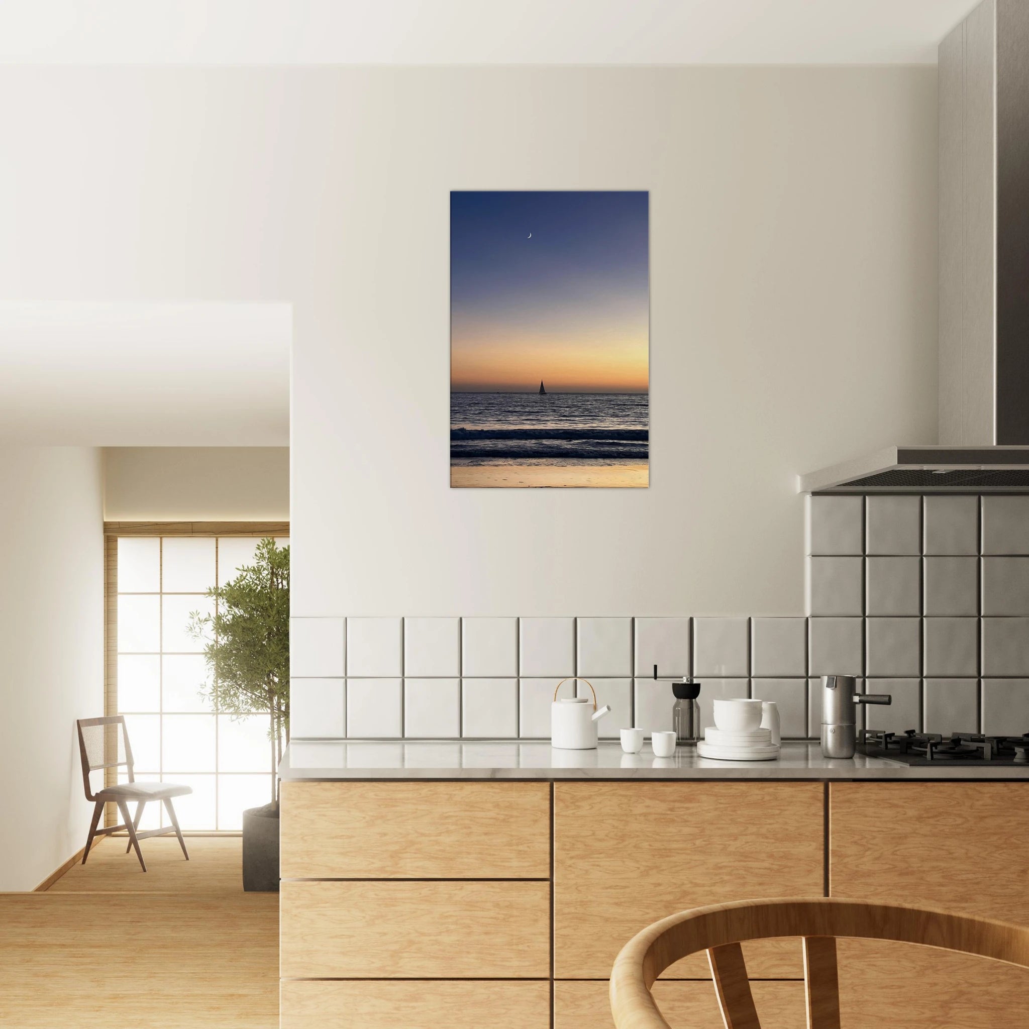 SoCal Fall Sunset canvas print by My Store featuring a California sunset with a new moon and magical sunset vibes.