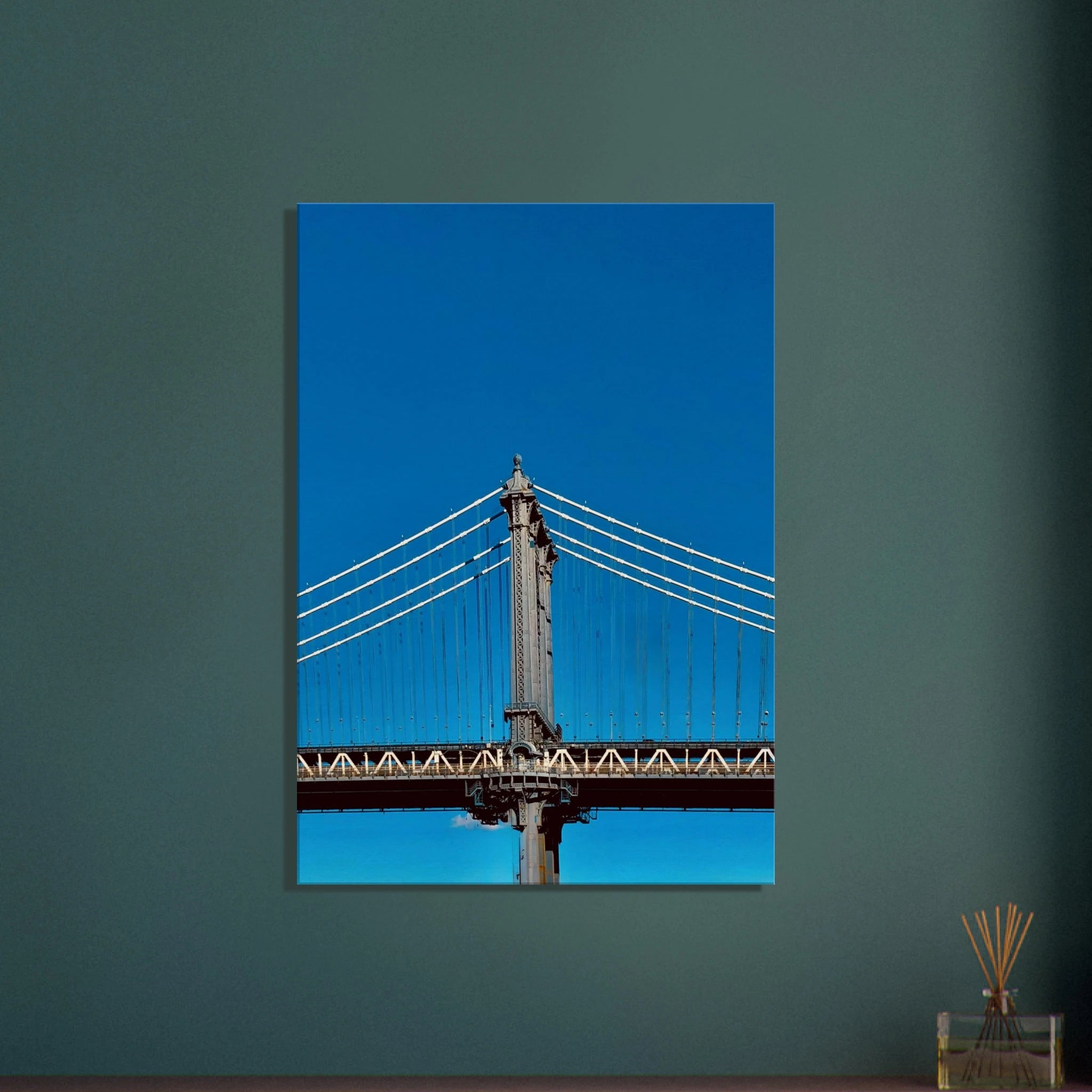 Sunny Winter Day canvas print featuring Manhattan Bridge in NYC, travel-themed artwork for home decor, Studio Edition holiday collection.