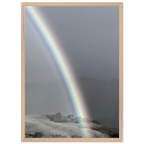 Black and white mounted framed poster of a rainbow after a summer storm, part of the California Central Coast travel collection.