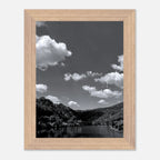 Black and white mounted framed poster featuring a scenic German river view from the travel collection, studio edition spring 2026.