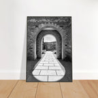 Black and white Cotswolds Estate aluminum framed poster featuring summer light and shadows, part of the Studio Edition travel collection.