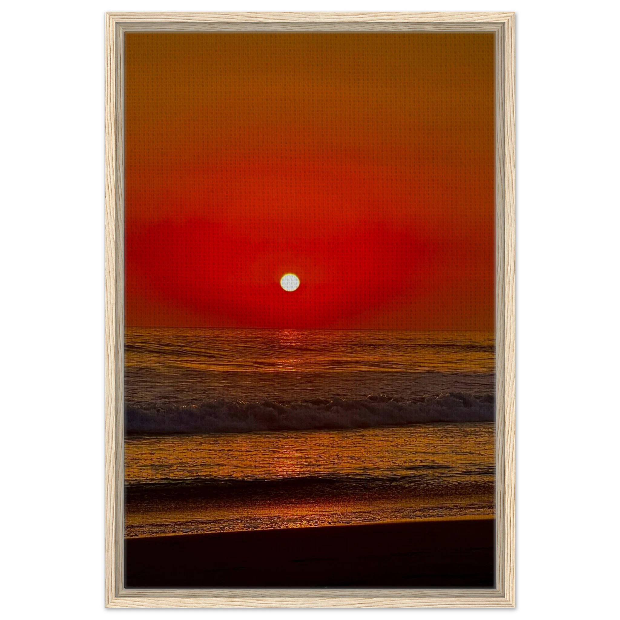 California Red Sunset framed canvas print by CaliCuration, vibrant Southern California wall art with sunset colors and scenic landscape.