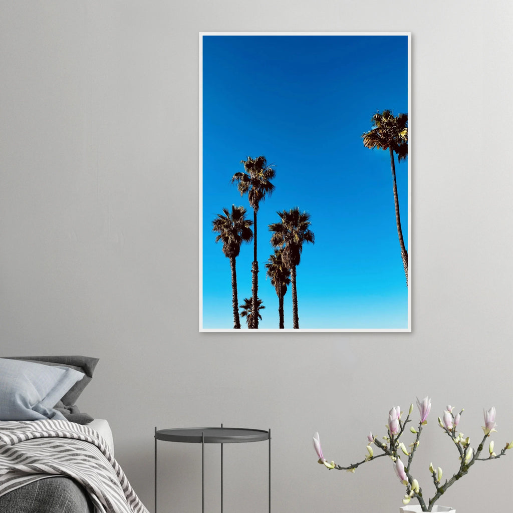 Semi-glossy framed poster of Santa Barbara palm tree art by CaliCuration, California home decor, Studio Edition Spring 2026.