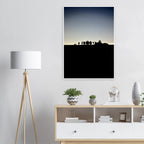 Black and white framed poster of Hollywood Hills with city lights, part of the Summer Hike series by My Store, printed on high-quality material.