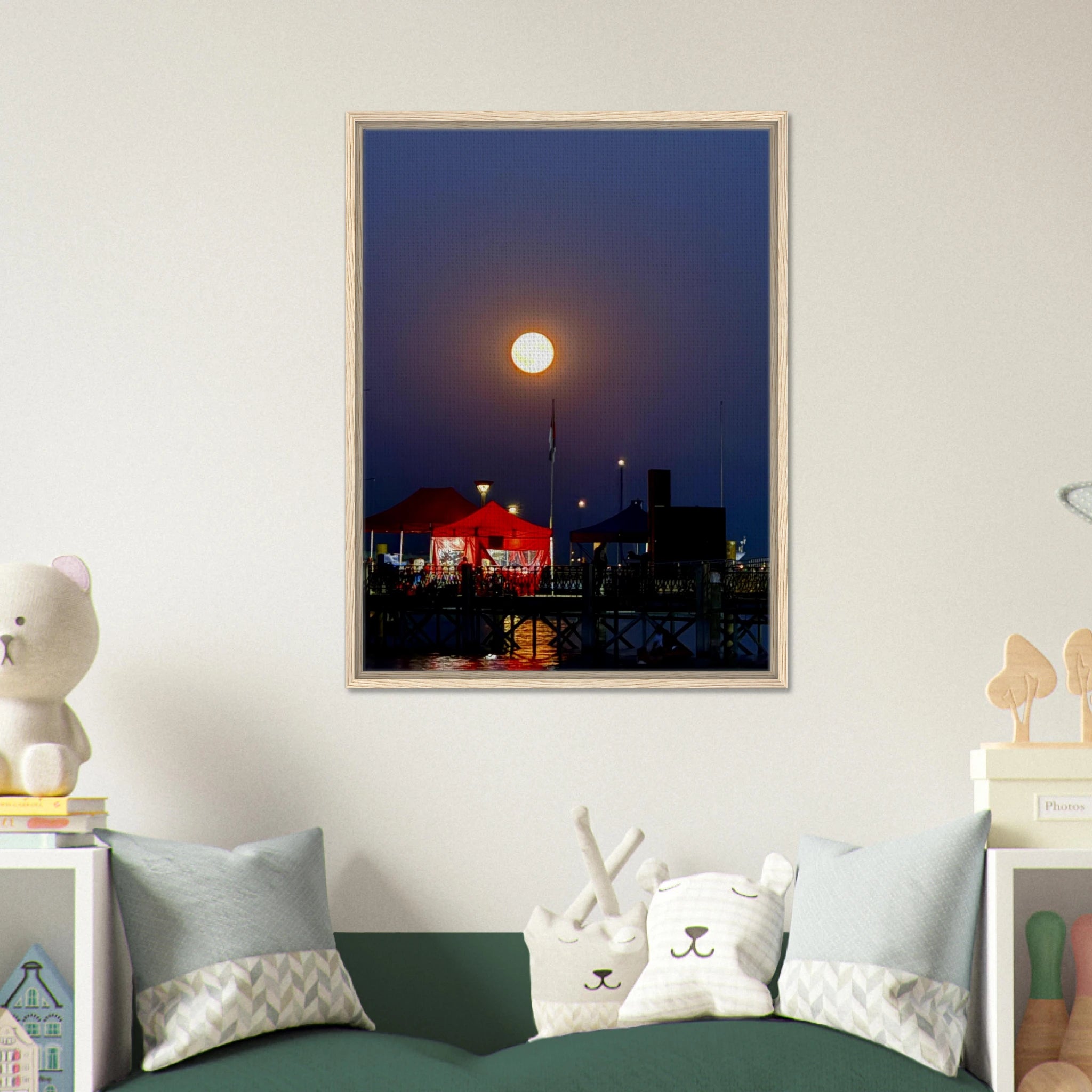 Mystical Fall Full Moon wooden framed canvas print from CaliCuration's Travel Collection, Studio Edition Spring 2026.
