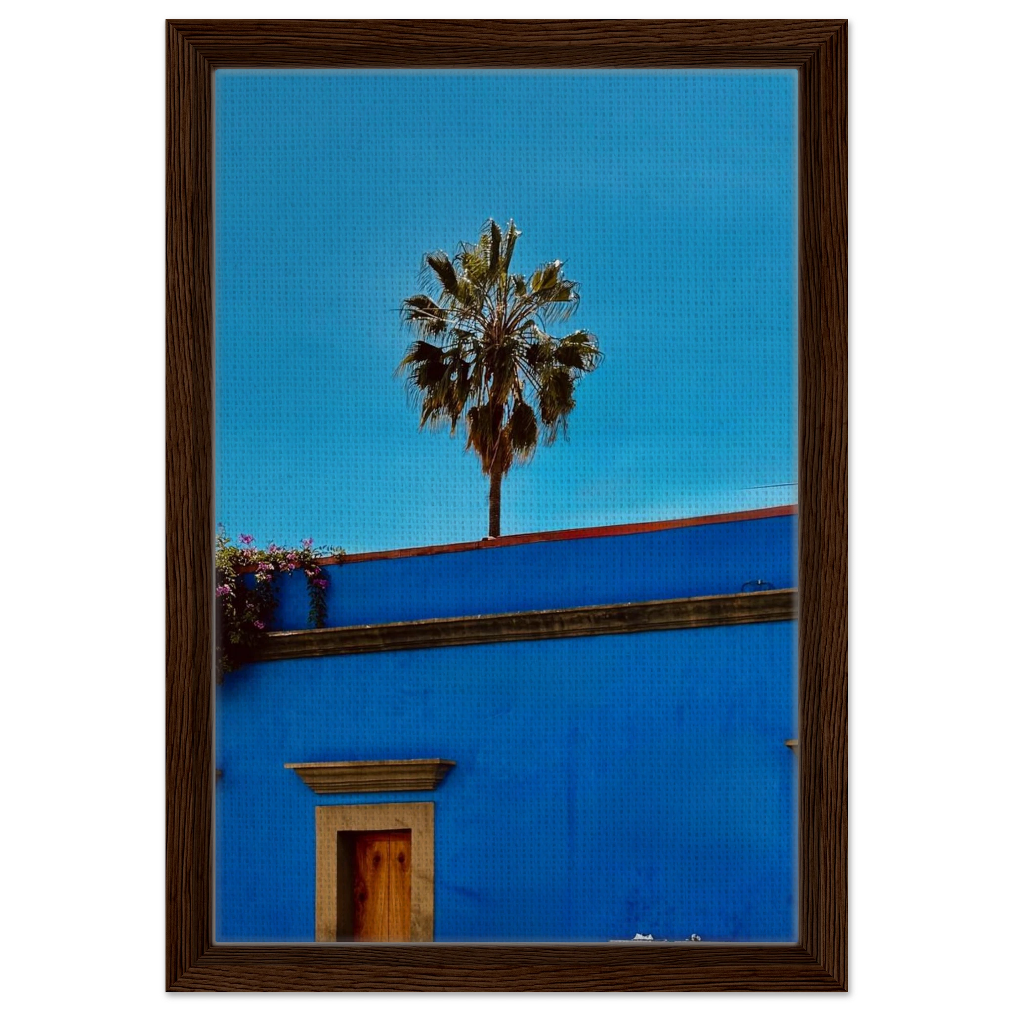 Oaxaca streets in Mexico canvas print featuring palm trees, framed artwork from CaliCuration's travel collection, Studio Edition spring 2026.