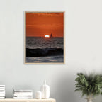 California Red Sunset Series 4/4 wooden framed canvas print by CaliCuration featuring vibrant red sunset hues and natural wood frame.