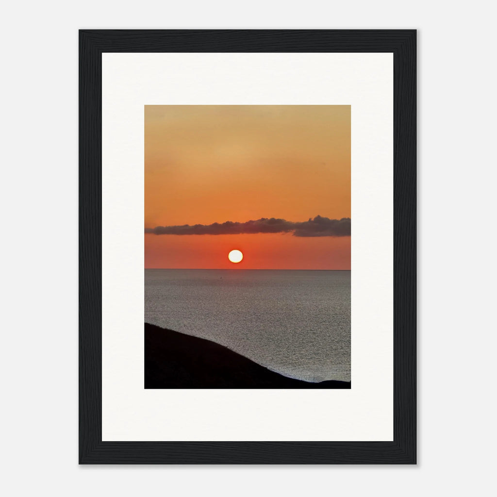 Magical Mediterranean Sunset framed wall art print, vibrant travel collection poster for home decor, studio edition, colorful landscape scene