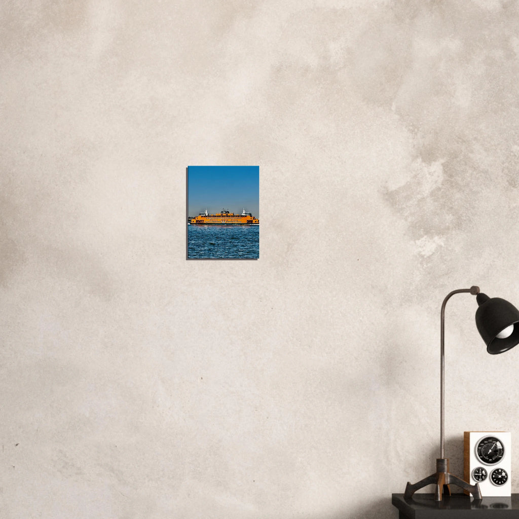 NYC skyline canvas print featuring the Staten Island Ferry, part of CaliCuration's Travel Collection Studio Edition.