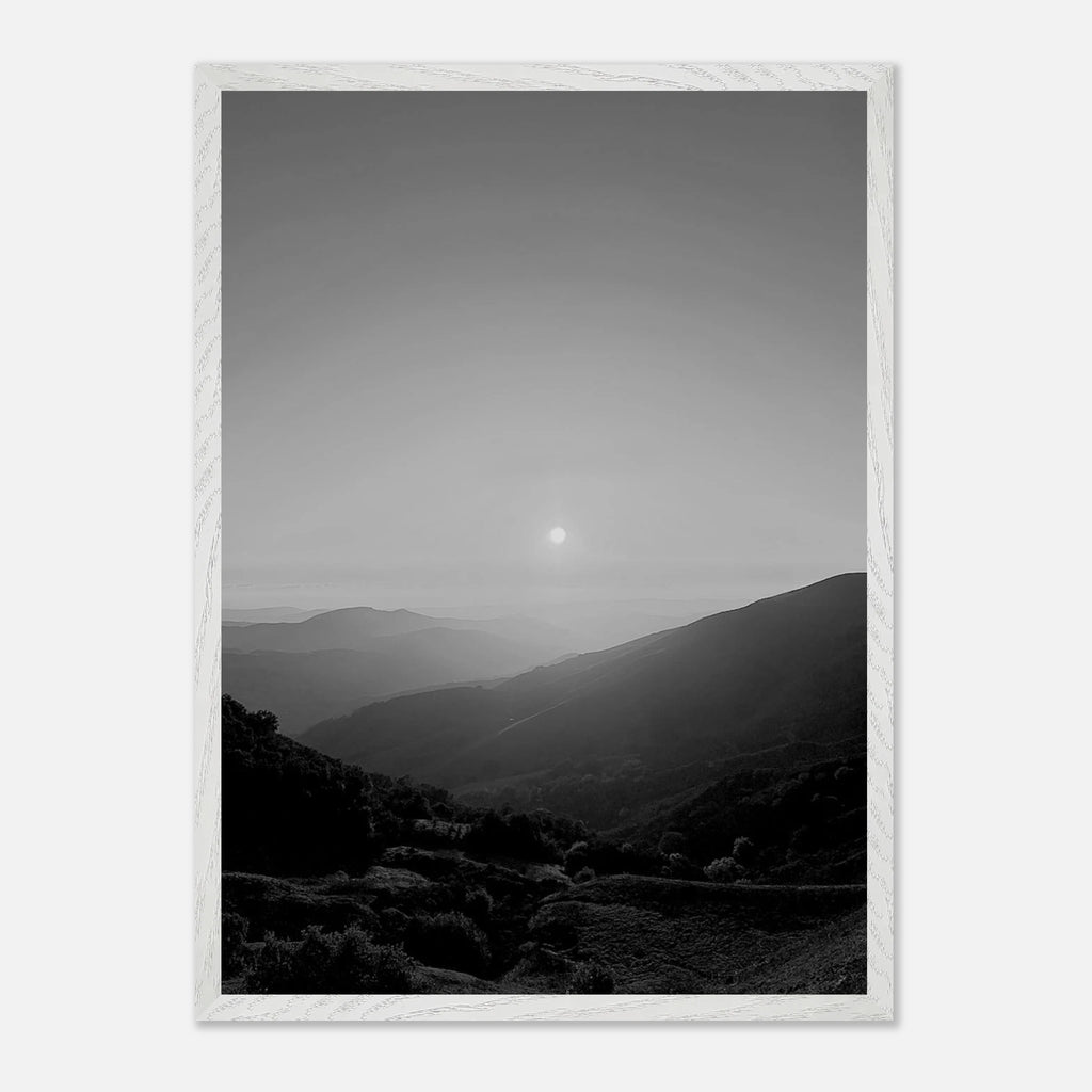 Black and white framed poster of California Central Coast sunset from the Studio Edition travel collection, mounted on print material.