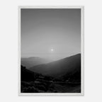 Black and white framed poster of California Central Coast sunset from the Studio Edition travel collection, mounted on print material.