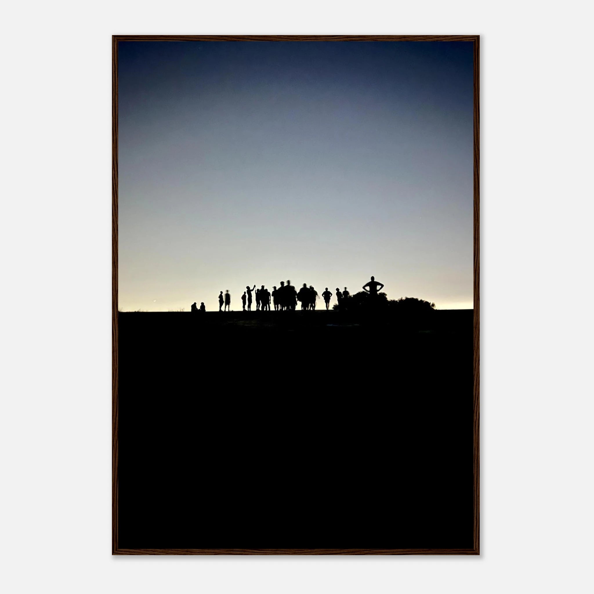 Black and white framed poster of Hollywood Hills with city lights, California-themed art from the Summer Hike series by My Store.