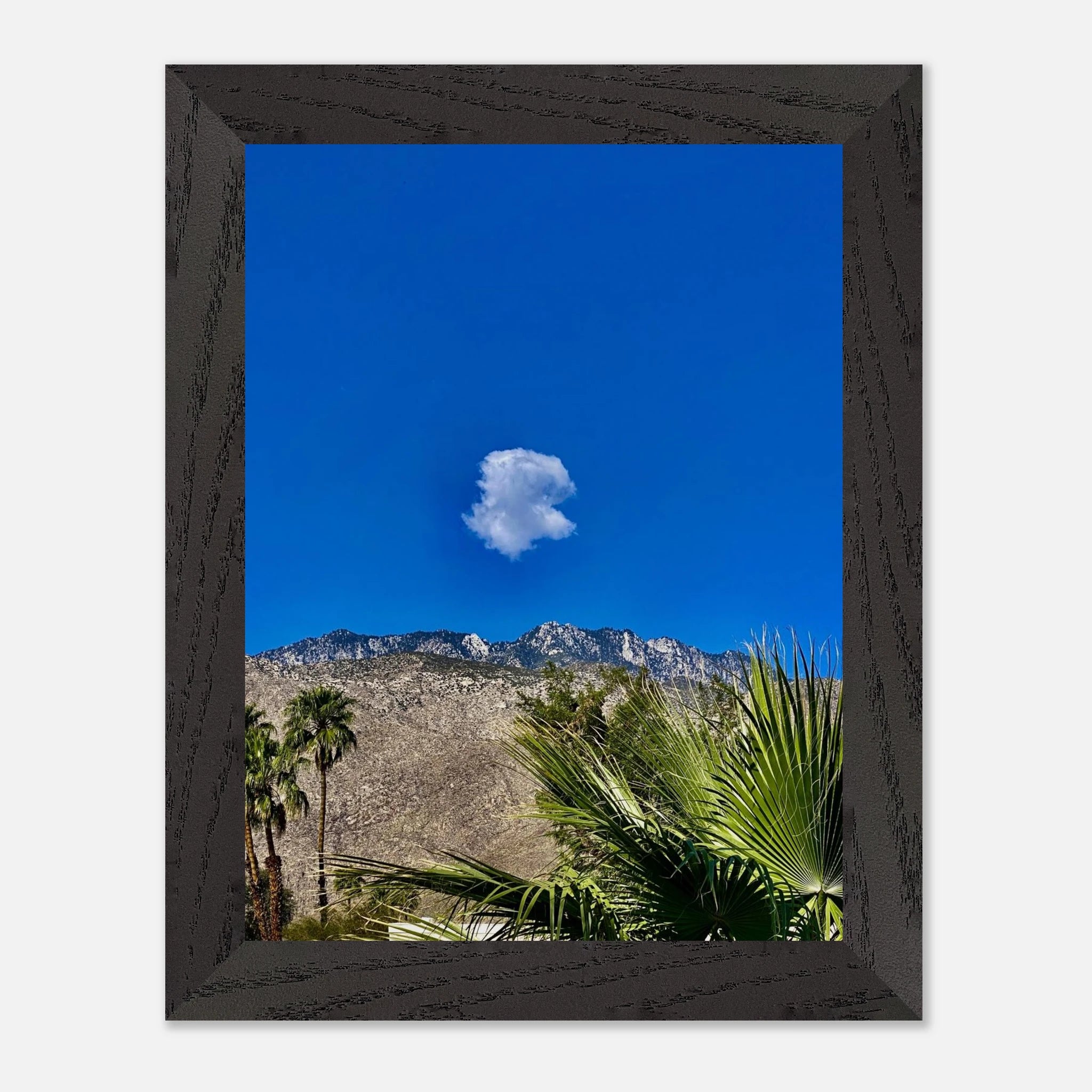 Palm Springs Cloud Mounted Wooden Framed Poster featuring vibrant California art, perfect for home decor accents.