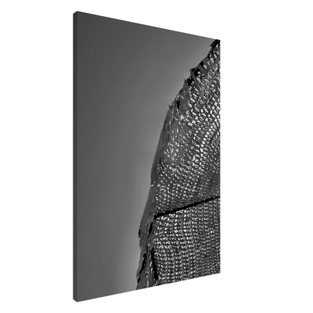 Minimalist black and white abstract canvas wall art from the Architectural Light Study travel collection, studio edition.