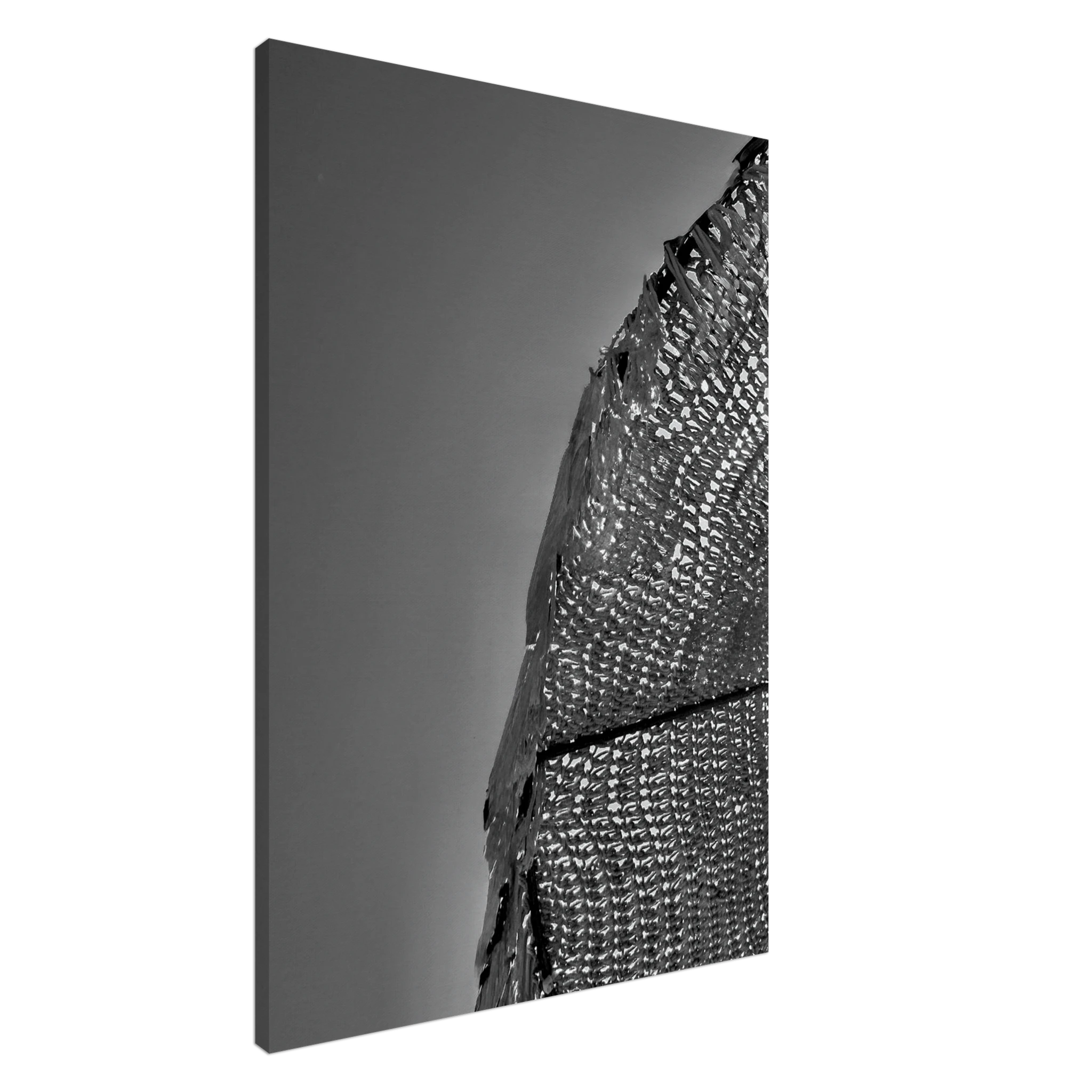 Minimalist black and white abstract canvas wall art from the Architectural Light Study travel collection, studio edition.