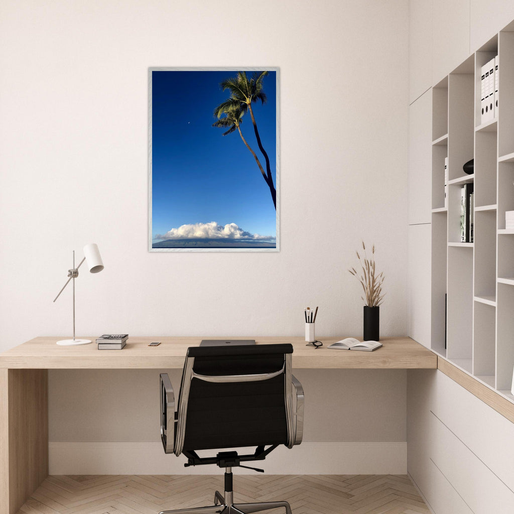 Framed Hawaii Volcano Clouds and Pacific scene print by CaliCuration, showcasing vibrant volcanic landscape and sky details.
