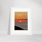Vibrant Mediterranean Sunset framed poster print from My Store, showcasing warm colors and scenic wall art for any room.