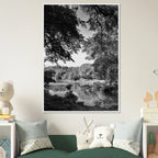 Black and white framed print of Upstate NY summer lake scene from the Studio Edition Travel Collection by My Store.