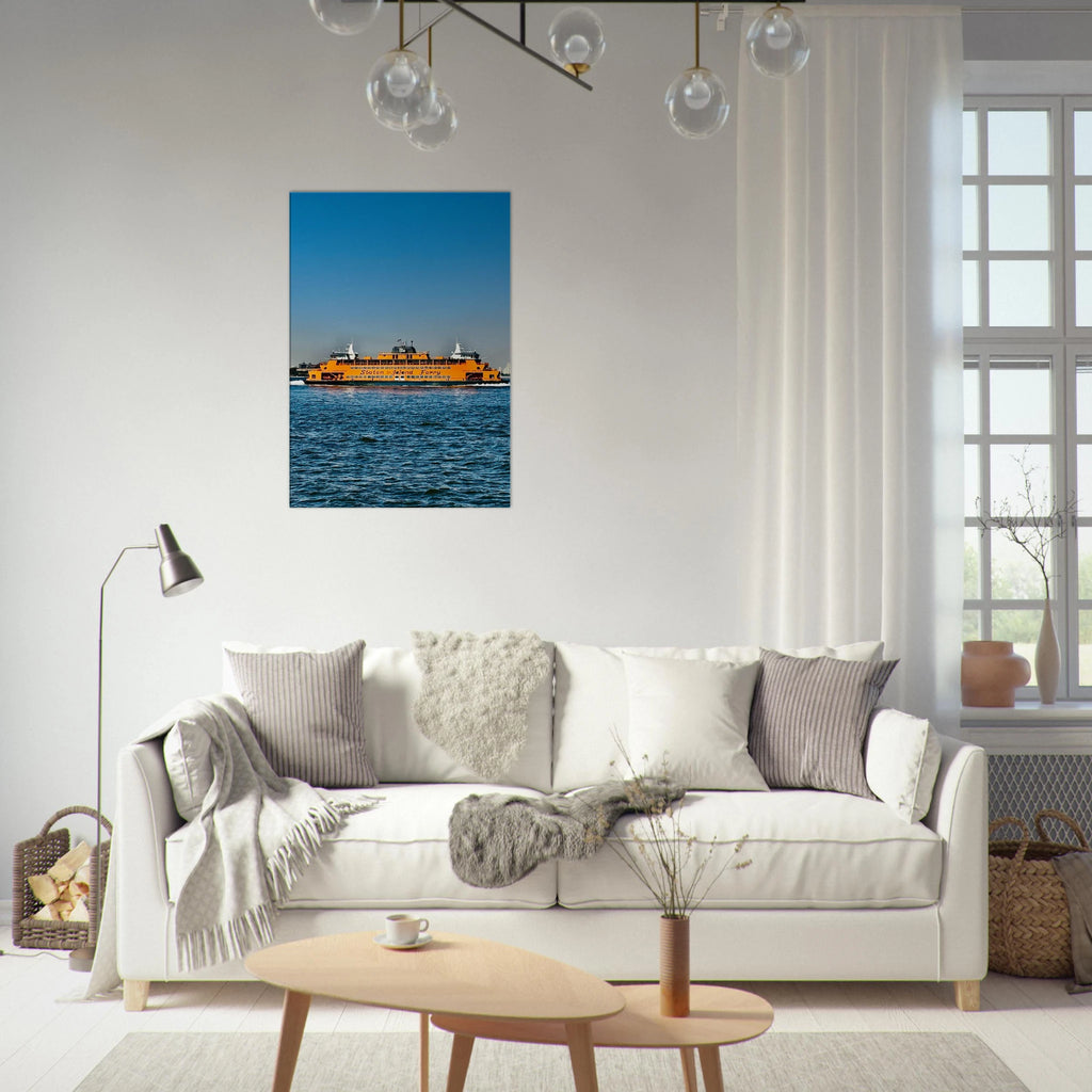NYC Skyline canvas print featuring the Staten Island Ferry in the travel collection by CaliCuration, studio edition wall art.