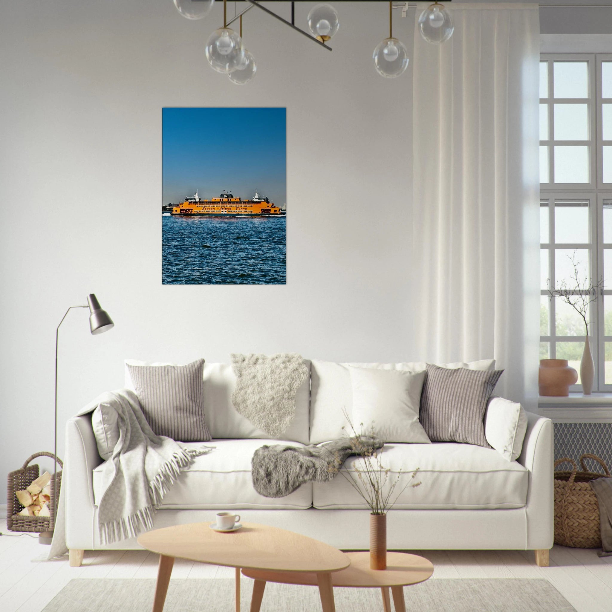 NYC Skyline canvas print featuring the Staten Island Ferry in the travel collection by CaliCuration, studio edition wall art.