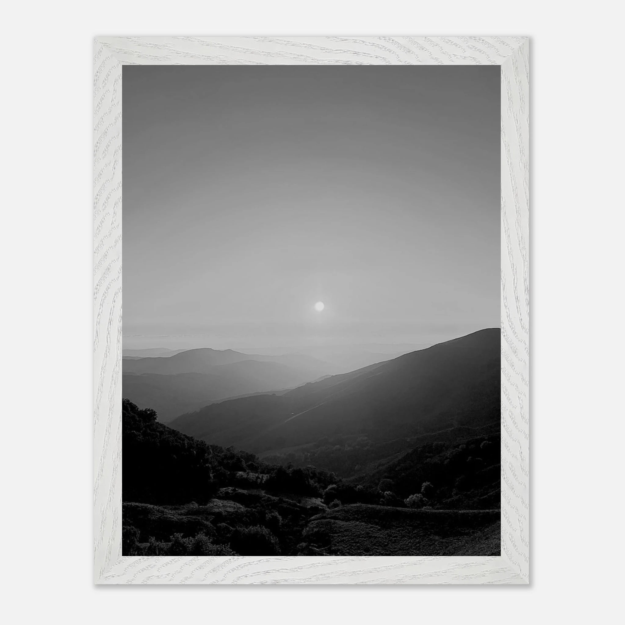 Black and white mounted framed poster of California Central Coast sunset from My Store's travel collection, spring 2026 studio edition.