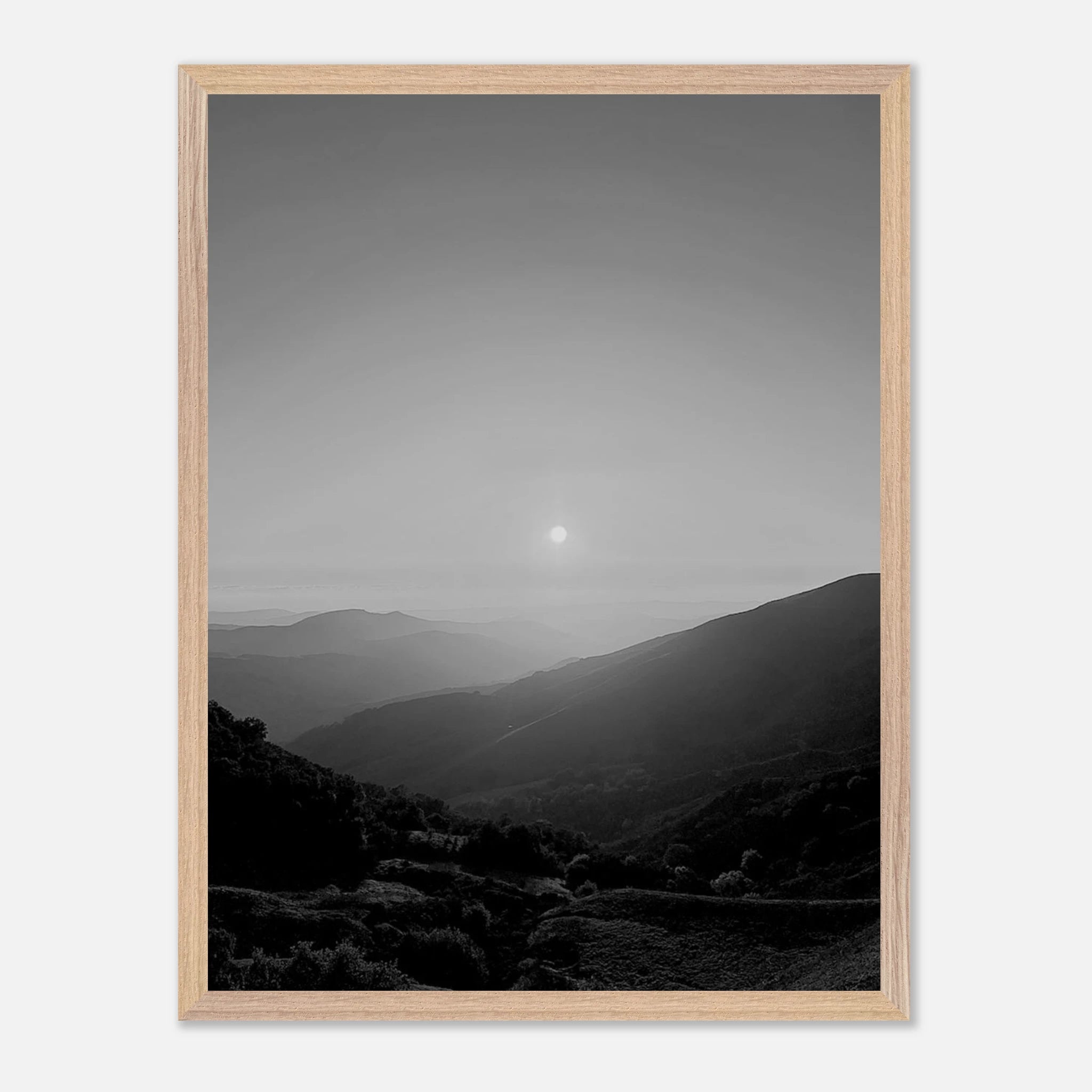 Black and white mounted framed poster of California Central Coast sunset from the Studio Edition print collection.