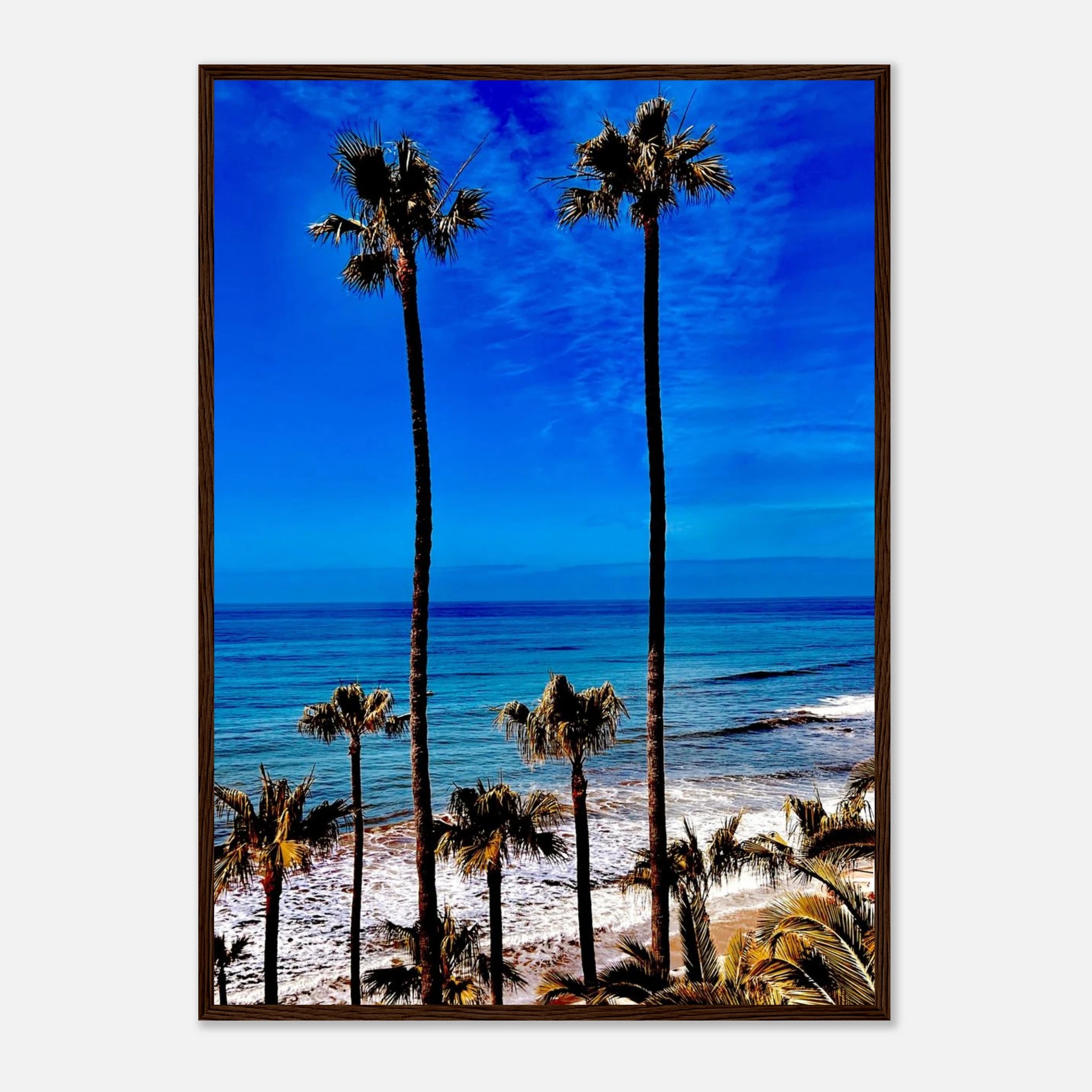 Malibu Palm Tree Family framed poster, California art print by CaliCuration, showcasing a scenic spring 2026 studio edition in print material
