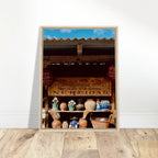 Oaxaca Street Fair framed canvas artwork by CaliCuration from the Mexico travel collection, showcasing vibrant street scene in spring 2026.