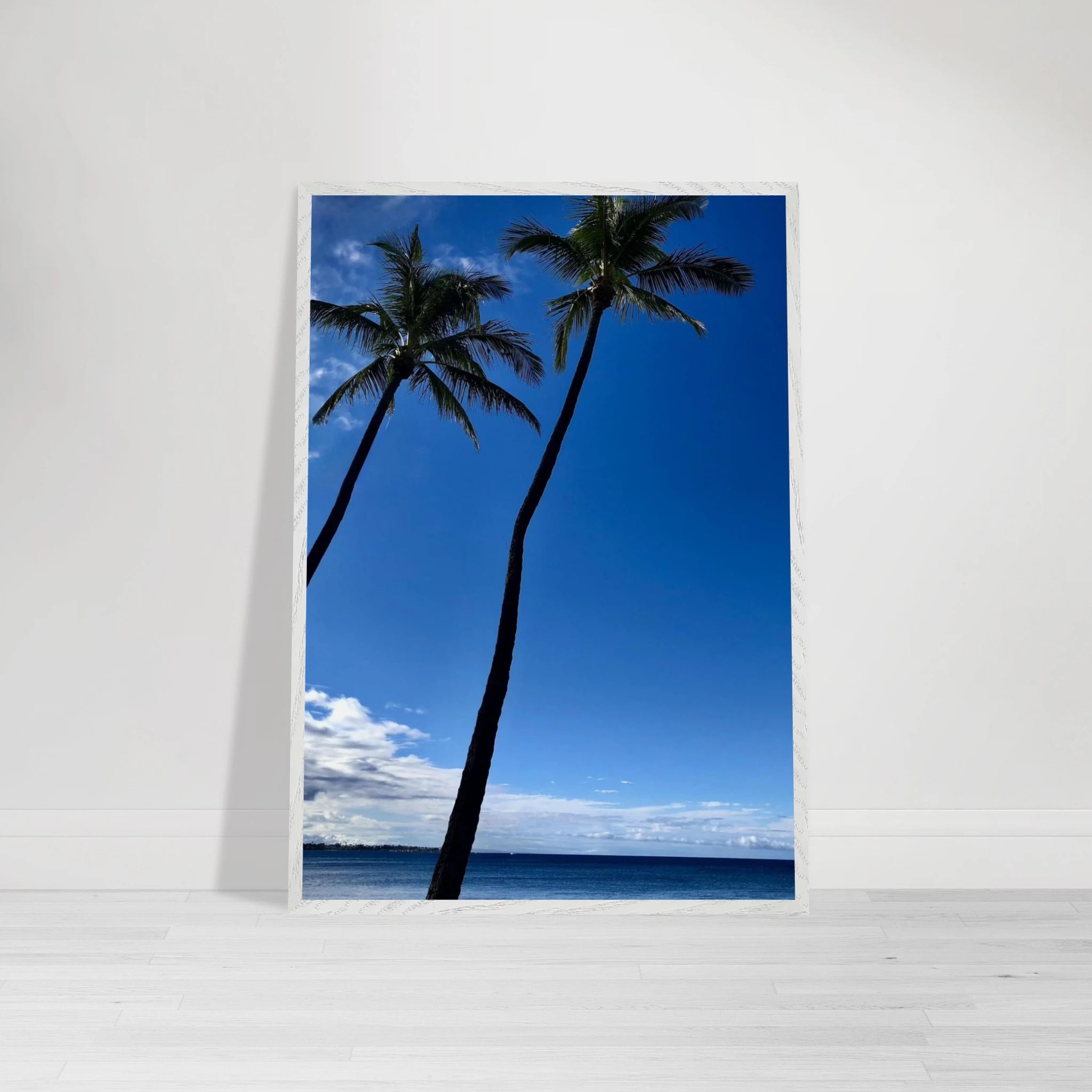 CaliCuration Hawaii Iconic Palm Tree Twins and Pacific Waves framed print, travel collection studio edition spring 2026, vibrant wall art