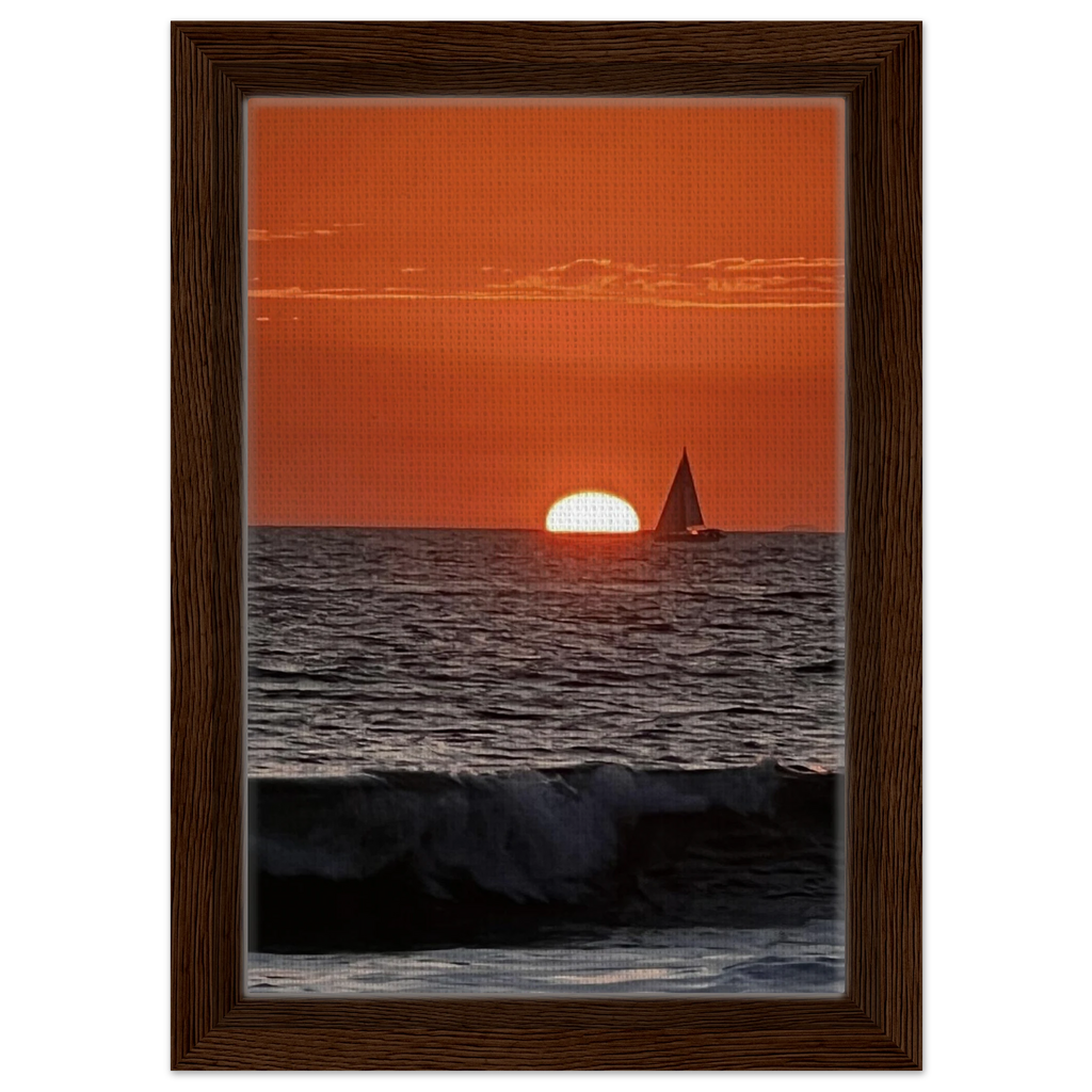 Southern California Red Sunset framed canvas print by CaliCuration featuring vibrant sunset colors and scenic coastal landscape.