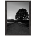 Mounted wooden framed poster of a black and white countryside scene from the Cotswolds, part of the Summer travel collection.