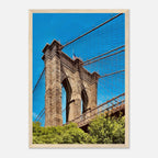Framed NYC Brooklyn Bridge poster featuring a Dumbo view, showcasing New York City skyline in a stylish Studio Edition print.