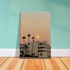 California canvas wall art print featuring a SoCal beach scene, ideal for bedroom wall hanging or beach-themed decor.