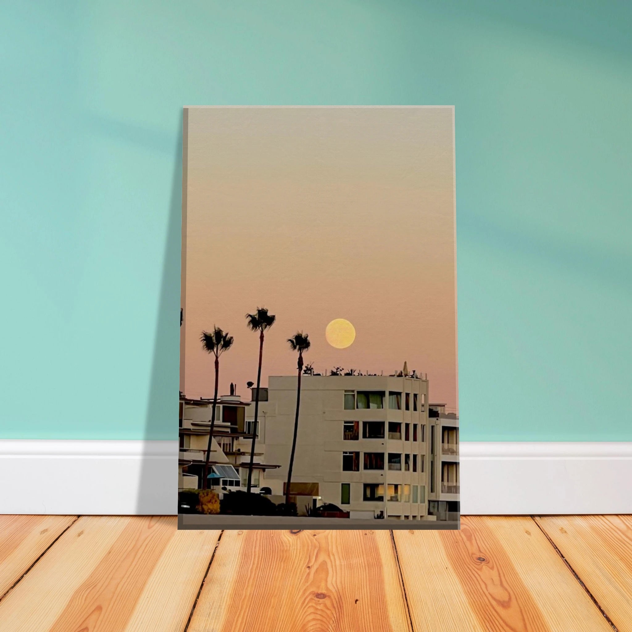 California canvas wall art print featuring a SoCal beach scene, ideal for bedroom wall hanging or beach-themed decor.