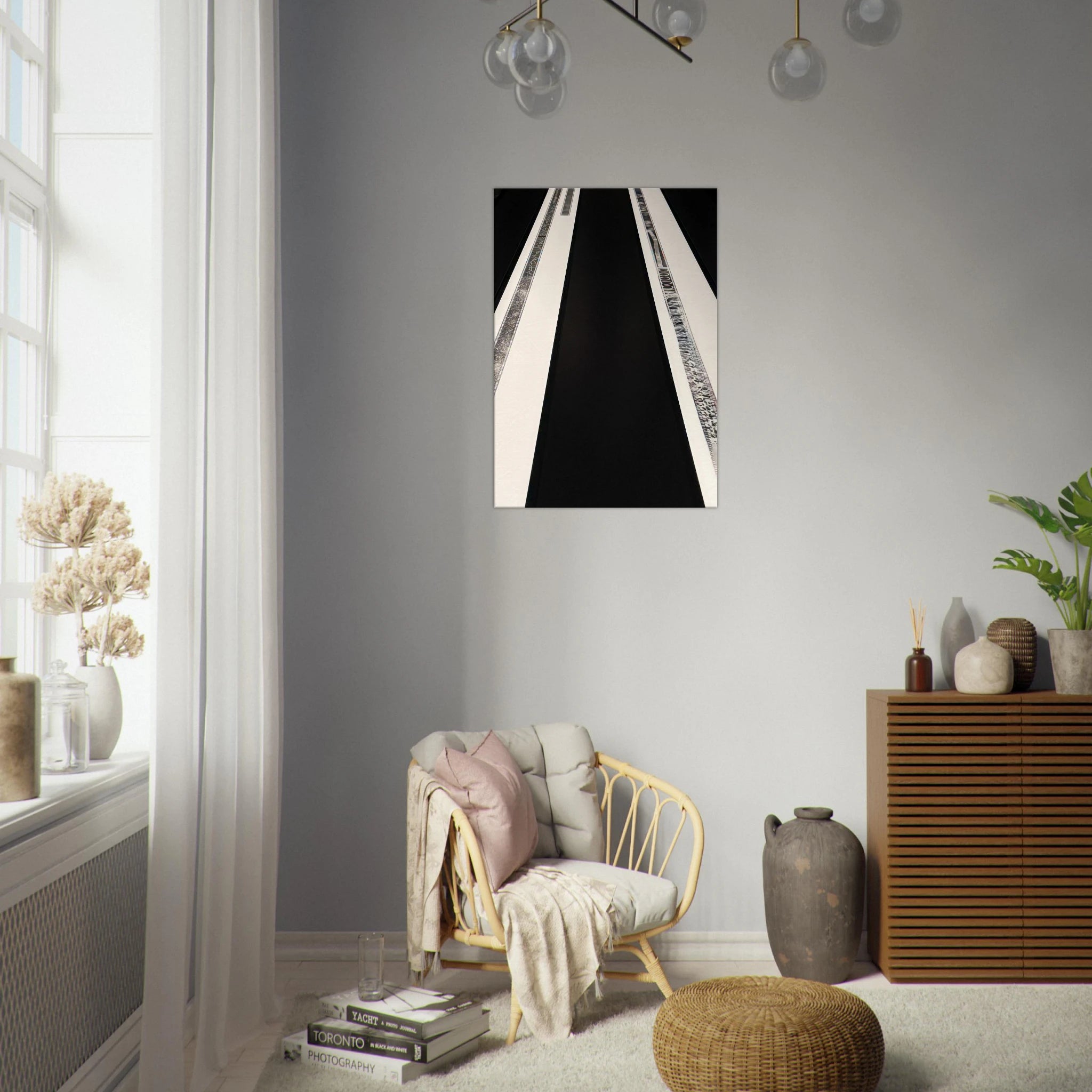 Abstract travel-themed canvas print from the Studio Edition Spring 2026 collection, featuring vibrant colors and artistic designs.