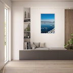 Wooden framed Hudson Valley winter poster print showcasing snowy landscape from the Studio Edition Travel Collection.