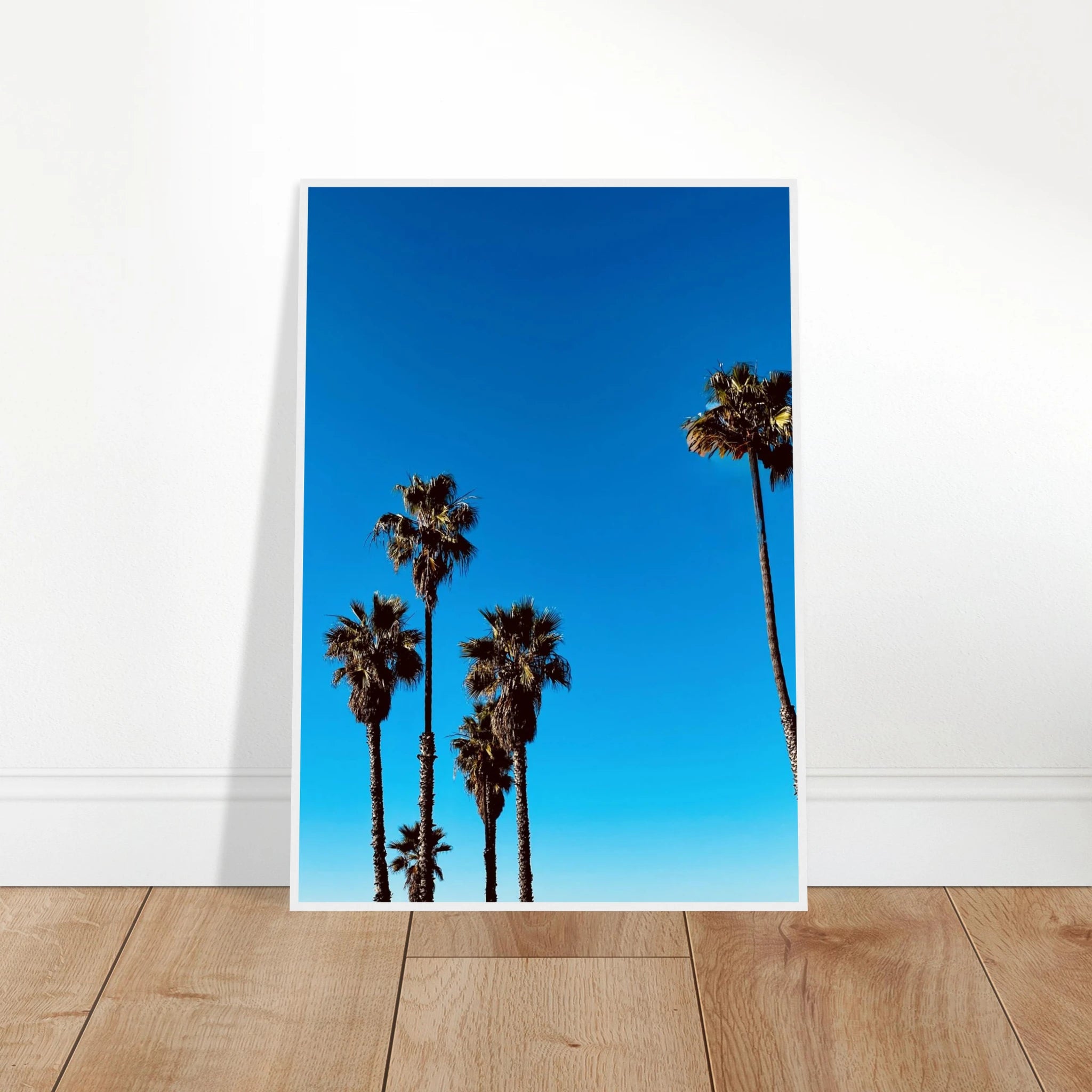 Santa Barbara Palm Tree poster by CaliCuration featuring California-themed art on semi-glossy paper with a wooden frame.