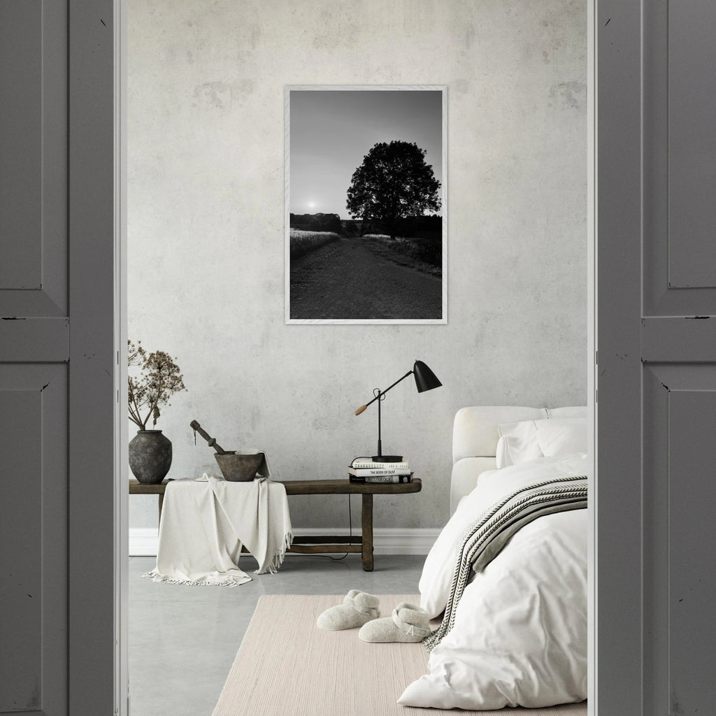 Black and white mounted wooden framed poster of summer in the English Cotswolds from the travel collection by My Store.
