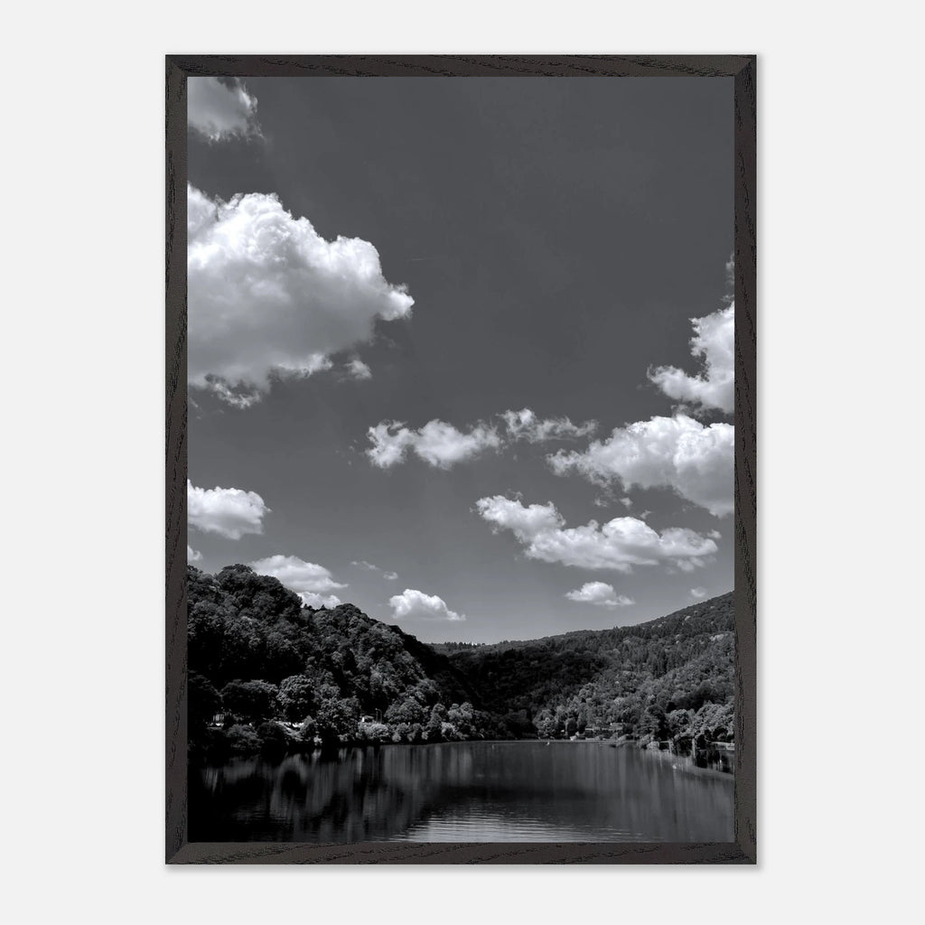 Black and white mounted framed poster of a German river view, part of the Studio Edition travel collection.