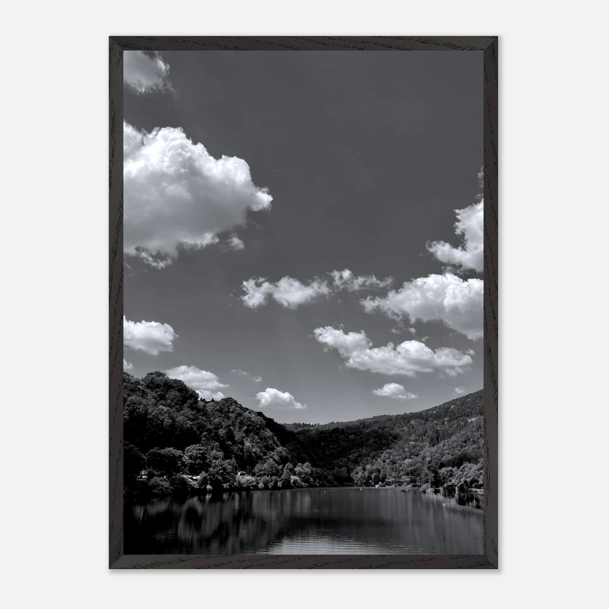 Black and white mounted framed poster of a German river view, part of the Studio Edition travel collection.