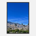 Premium wooden framed poster of a sunny fall day in Palm Springs California, featuring vibrant landscape artwork by My Store.