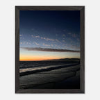Premium wooden framed poster of a vibrant SoCal fall sunset with California poster art, perfect for home decor.