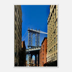 NYC Dumbo skyline wooden framed print by CaliCuration, spring day travel wall art from the Studio Edition collection.