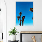 Santa Barbara Palm Tree poster by CaliCuration, framed wooden home decor art featuring California landscape on semi-glossy paper.