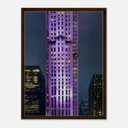 Framed canvas print of NYC holiday skyline in purple, part of the Travel Collection Studio Edition showcasing vibrant cityscape artwork.