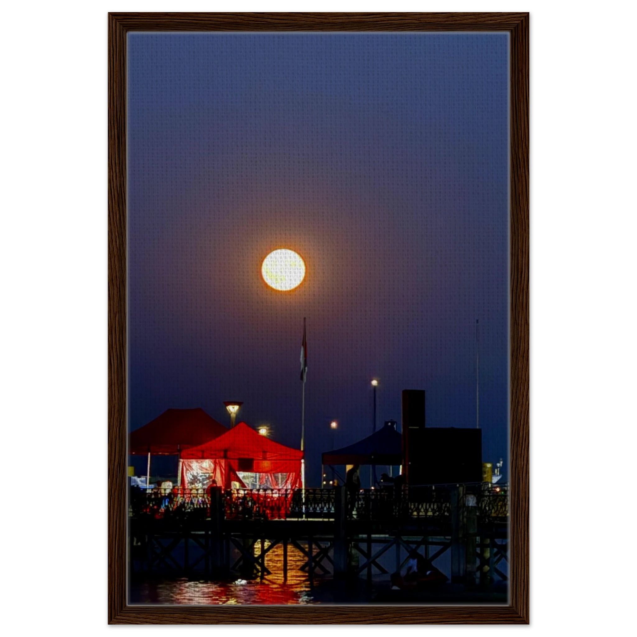 Mystical Fall Full Moon wooden framed canvas print from CaliCuration's Travel Collection, Studio Edition featuring spring-themed art.
