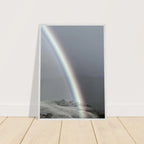 Black and white mounted framed poster of a rainbow after summer storm, part of the California Central Coast travel collection.