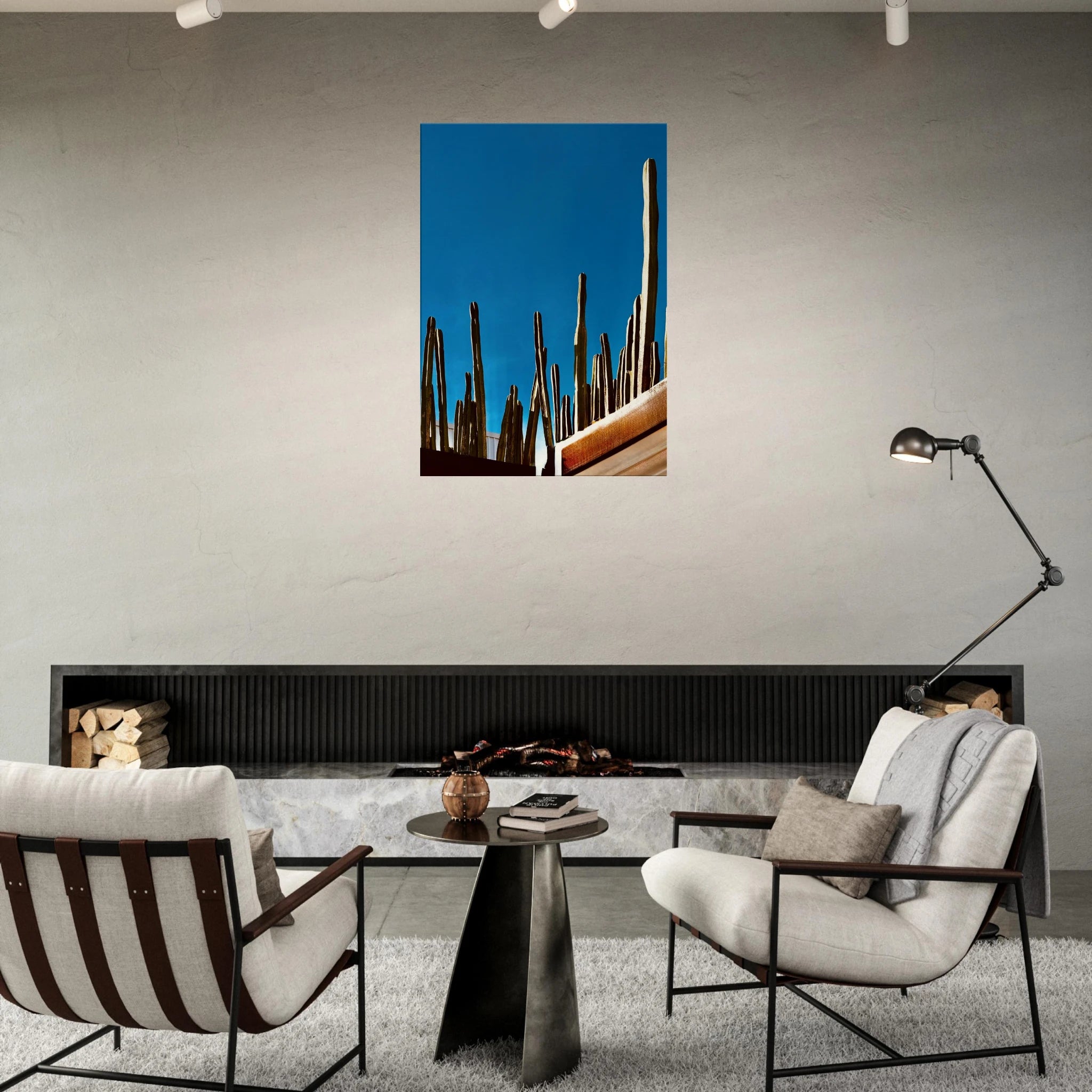 Mexico cactus family on rooftop canvas artwork, travel collection print by My Store, vibrant desert scene in spring edition.