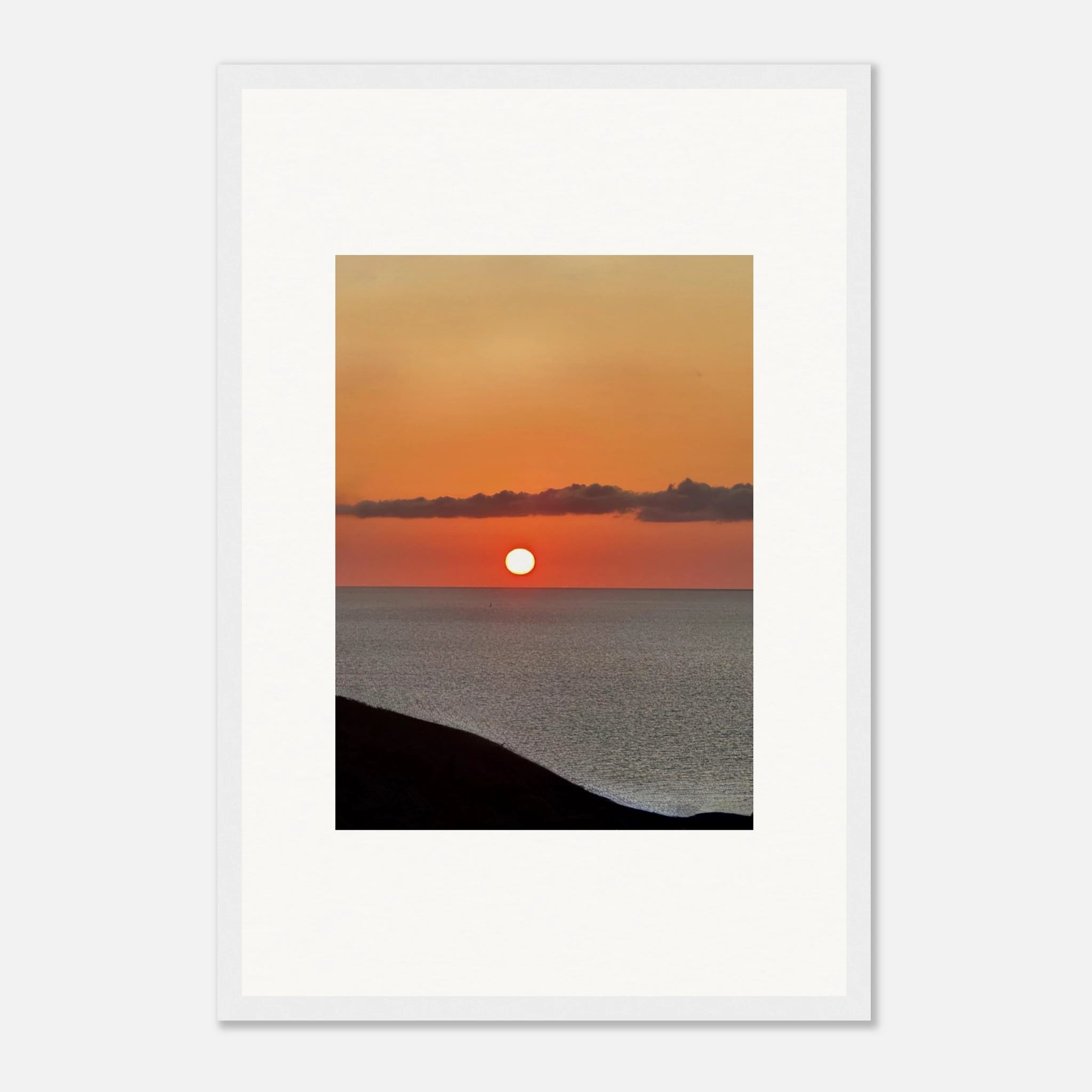 Magical Mediterranean Sunset framed poster print by My Store, vibrant wall art for home decor, showcasing a colorful sunset scene.