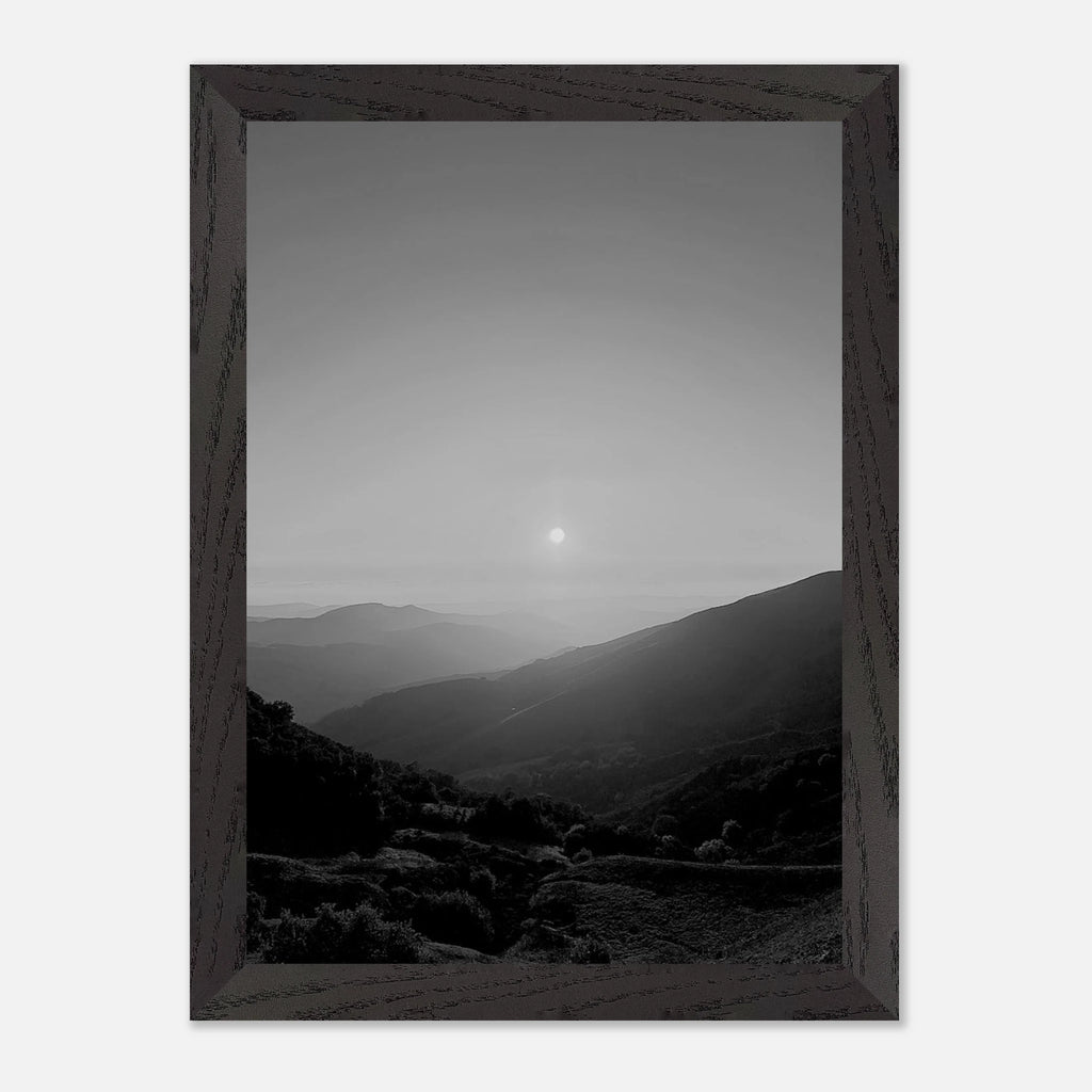 Black and white mounted framed poster of California Central Coast sunset from the Studio Edition travel collection.